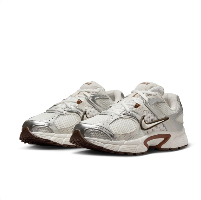 Nike Sneakers - Cream & Silver with Brown Accents