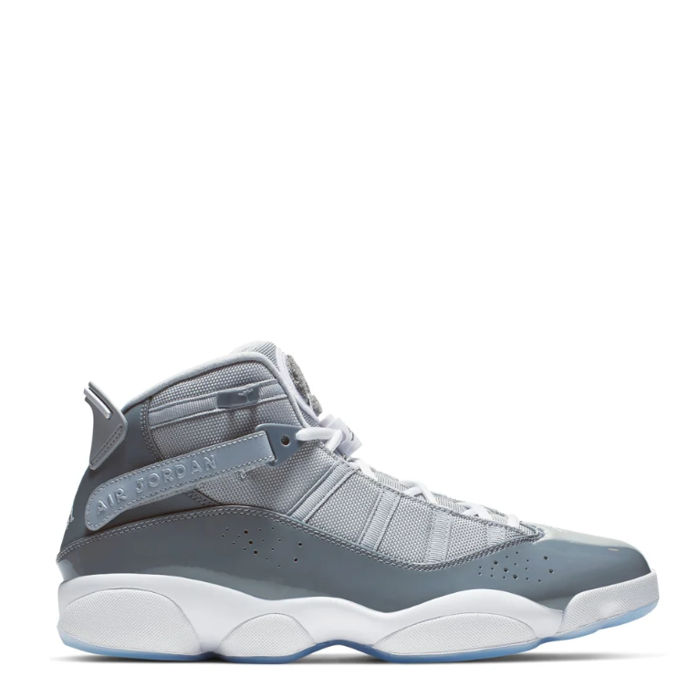 Jordan High-Top Sneakers - Gray & White with Icy Blue Sole