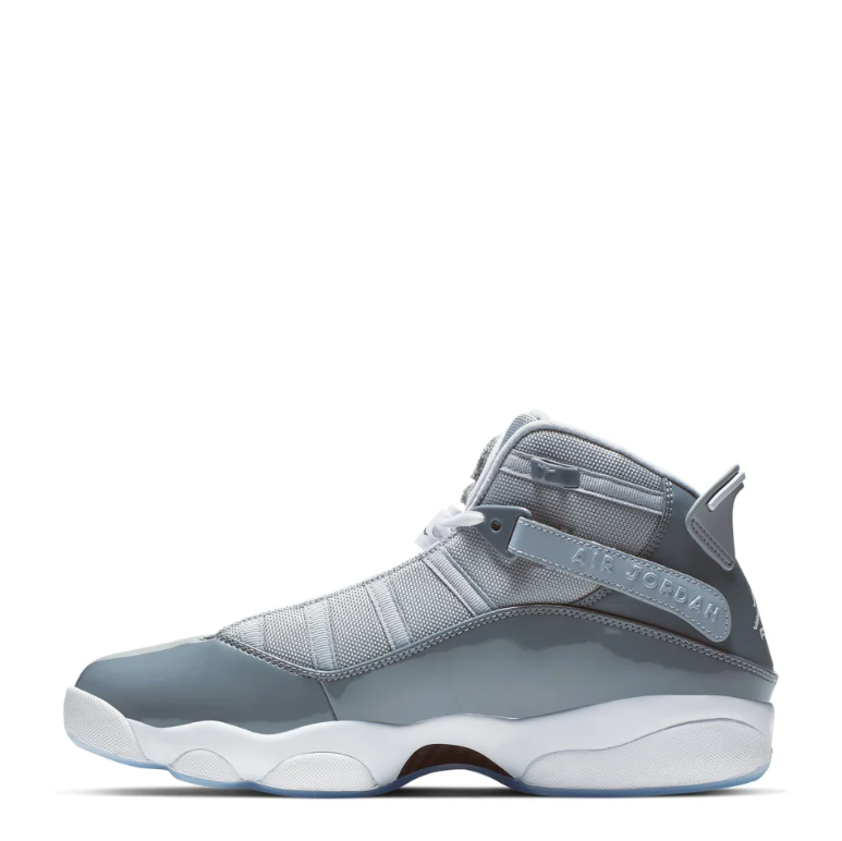 Jordan High-Top Sneakers - Gray & White with Icy Blue Sole