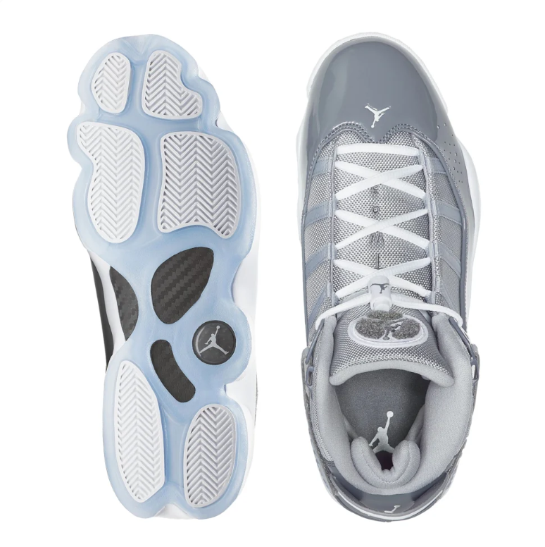 Jordan High-Top Sneakers - Gray & White with Icy Blue Sole