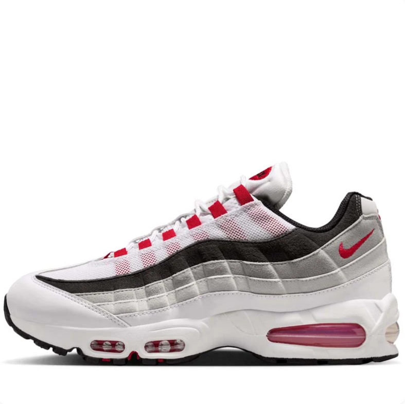 Nike Air Max 95 Sneakers - White, Gray & Red