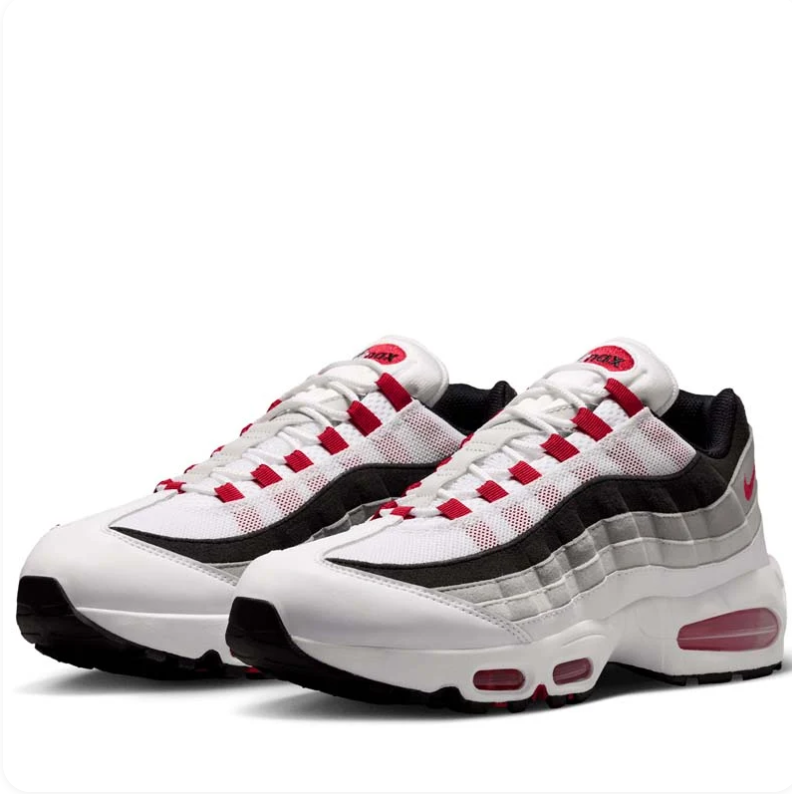 Nike Air Max 95 Sneakers - White, Gray & Red