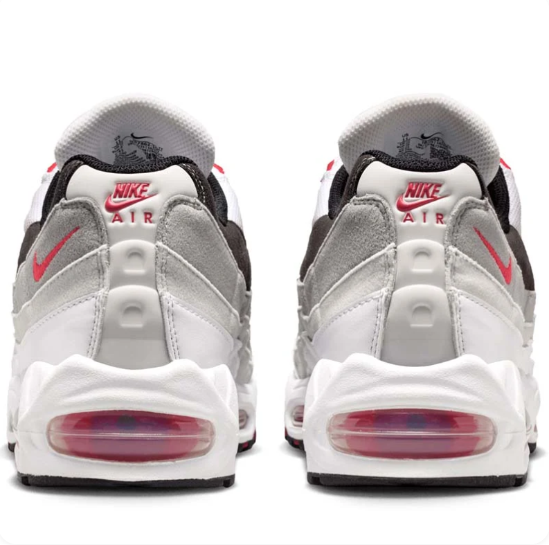 Nike Air Max 95 Sneakers - White, Gray & Red