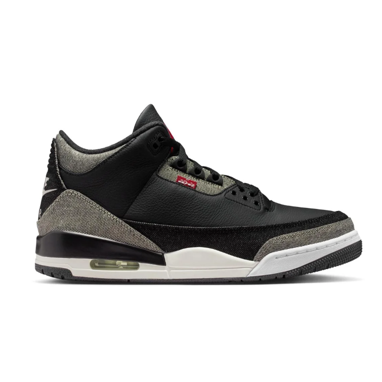 Air Jordan 3 Sneakers - Black & Gray with Red Accents