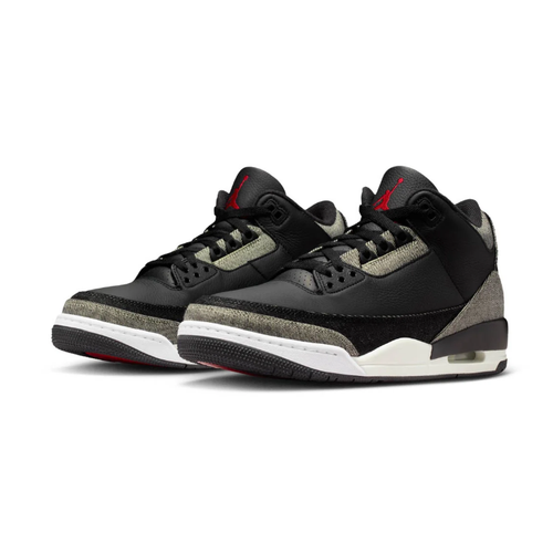 Air Jordan 3 Sneakers - Black & Gray with Red Accents