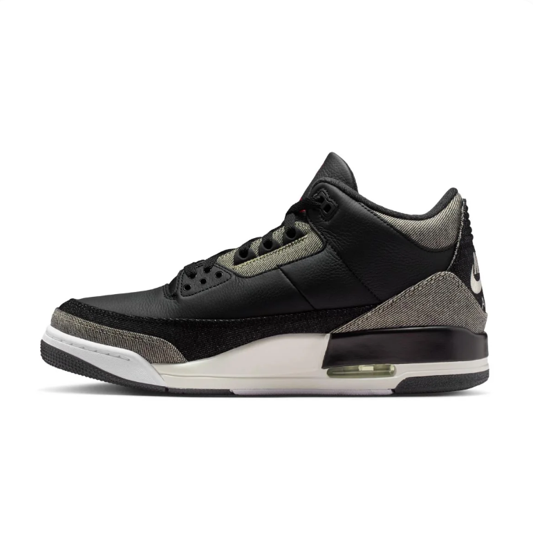 Air Jordan 3 Sneakers - Black & Gray with Red Accents