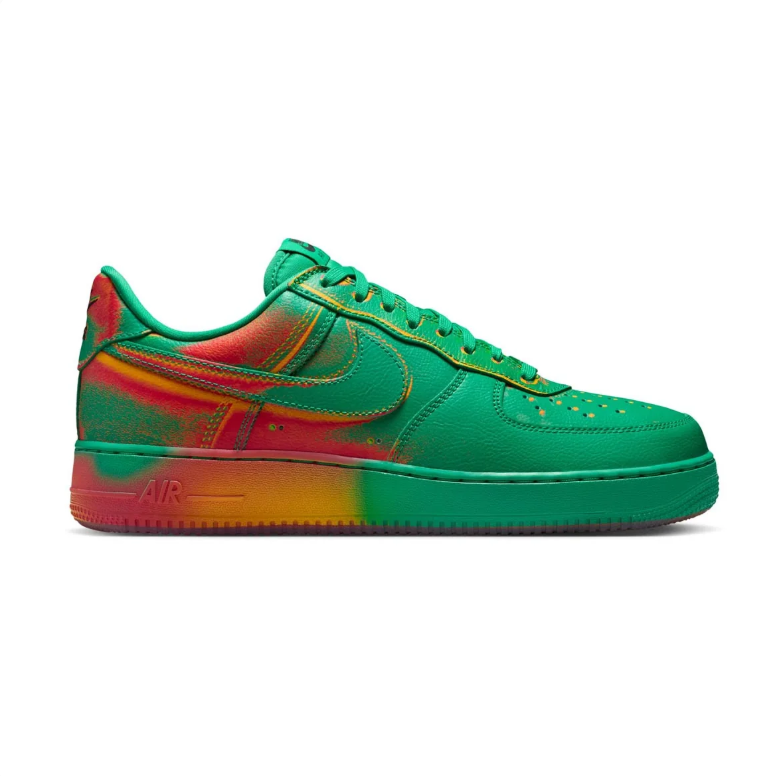Nike Air Force 1 Low Sneakers - Green with Red & Orange Accents