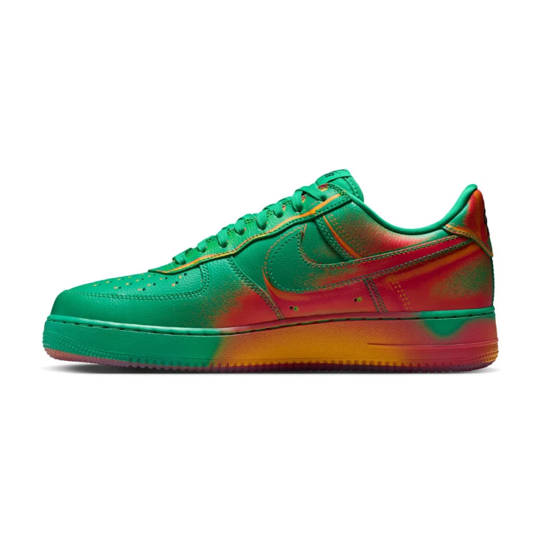 Nike Air Force 1 Low Sneakers - Green with Red & Orange Accents