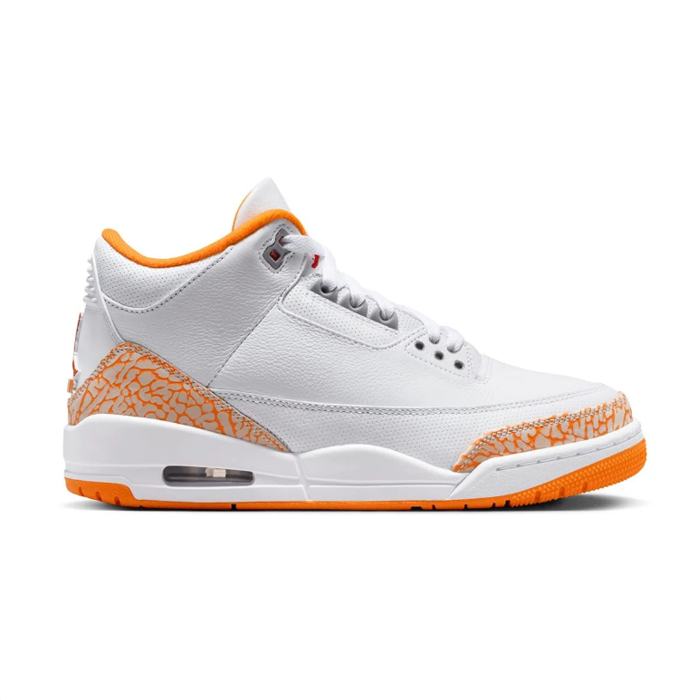 Air Jordan 3 Sneakers - White & Orange with Elephant Print