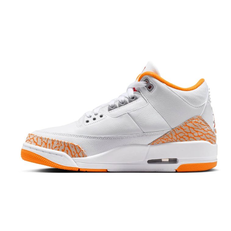 Air Jordan 3 Sneakers - White & Orange with Elephant Print