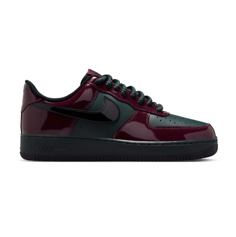 Nike Air Force 1 Low Sneakers - Glossy Burgundy & Dark Green