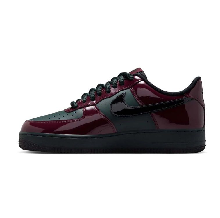 Nike Air Force 1 Low Sneakers - Glossy Burgundy & Dark Green